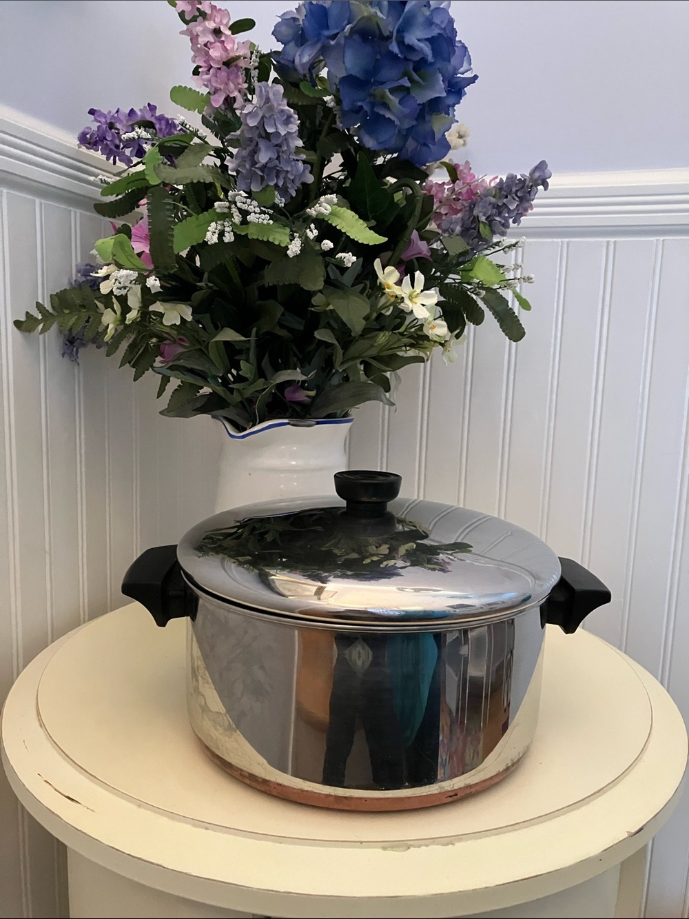Revere Ware Stainless Steel 4 1/2 Quart Copper Clad Bottom Stock Pot With Lid